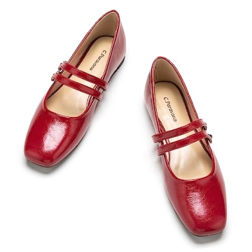 C.Paravano Mary Jane Flats – Women’s Elegant Square Toe Shoes