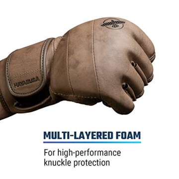 Hayabusa T3 LX Leather 4oz MMA Fight Gloves for Men & Women - Brown, Small