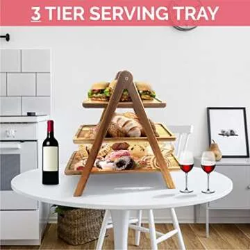 Elegant 3-Tier Acacia Wooden Tray Stand for Entertaining