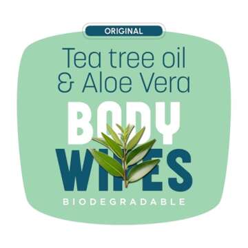 Bar-D Cleansing Face & Body Wipes for Women and Men - Individually Wrapped Biodegradable Shower Wipes with Tea Tree Oil & Aloe Vera (20 Count/Box)