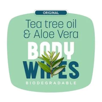 Bar-D Cleansing Face & Body Wipes for Women and Men - Individually Wrapped Biodegradable Shower Wipes with Tea Tree Oil & Aloe Vera (20 Count/Box)