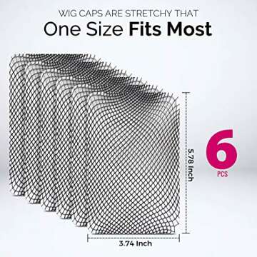 Fandamei 6PCS Wig Cap, 6PCS Black Mesh Wig Cap Net, Closed End Hair Mesh Net, Liner Weaving Caps for...