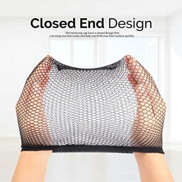 Fandamei 6PCS Wig Cap, 6PCS Black Mesh Wig Cap Net, Closed End Hair Mesh Net, Liner Weaving Caps for Women, Men, Kids, Wig Caps for Halloween, Cosplay