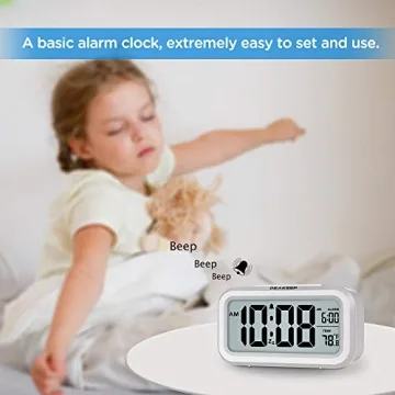 Peakeep Compact Night Light Digital Alarm Clock with Temperature