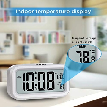 Peakeep Compact Night Light Digital Alarm Clock with Temperature