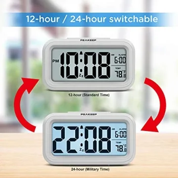 Peakeep Compact Night Light Digital Alarm Clock with Temperature