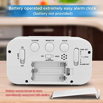 Peakeep Compact Night Light Digital Alarm Clock with Temperature