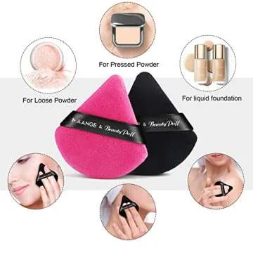 MAANGE 6 Pcs Powder Puff, Triangle Makeup Puff for Loose Powder, Soft Face Body Foundation Powder Puffs, Makeup Tool For Cosmetic, Triangular Design for Contouring, Under Eyes and Corners