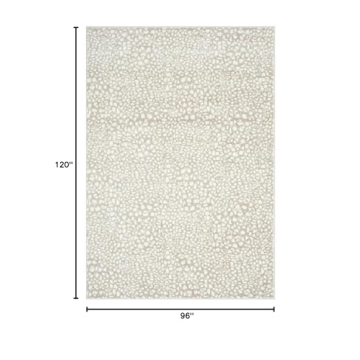 Beige Cheetah Print Area Rug 7'9"x10'2" Durable Accent
