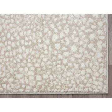 Beige Cheetah Print Area Rug 7'9"x10'2" Durable Accent