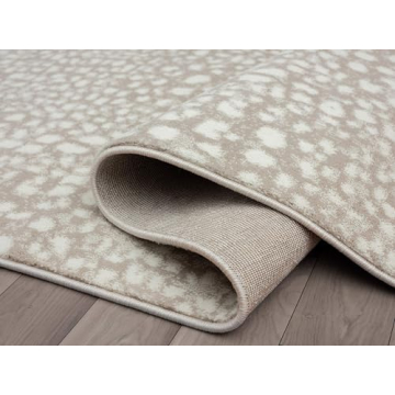Beige Cheetah Print Area Rug 7'9"x10'2" Durable Accent