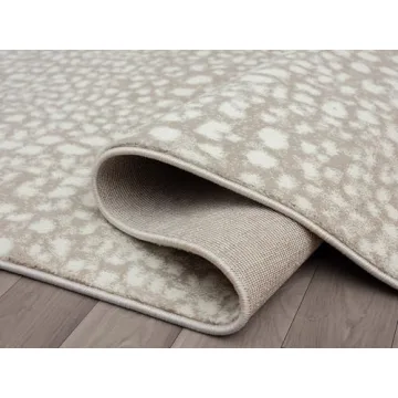 Beige Cheetah Print Area Rug 7'9"x10'2" Durable Accent