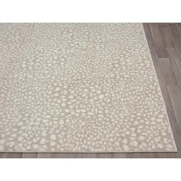 Beige Cheetah Print Area Rug 7'9"x10'2" Durable Accent