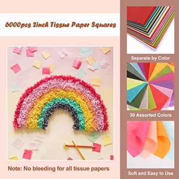 Outuxed 6000pcs Assorted Tissue Paper Squares for Crafts