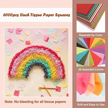 Outuxed 6000pcs Assorted Tissue Paper Squares for Crafts