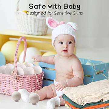 Wool Dryer Balls Organic 4 Pack XL,100 Percent New Zealand Wool Natural Fabric Softener,Chemical,Reusable 1000 Loads,Shorten Drying Time & Reduces Wrinkles,Baby Safe & Hypoallergenic