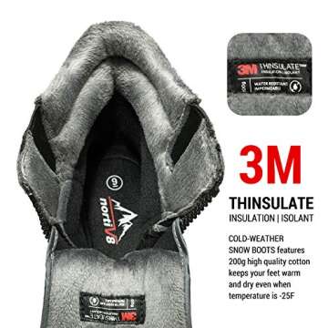 NORTIV 8 Men's Insulated Waterproof Winter Snow Boots Warm Outdoor Boots for Cold Weather