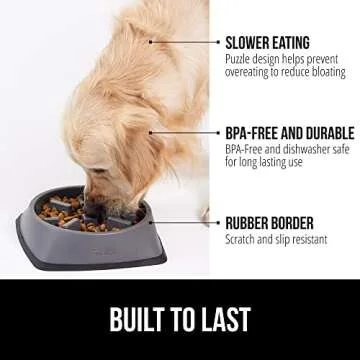 GORILLA GRIP Slow Feeder Dog and Cat Bowls, Interactive Puzzle Toy for Dogs and Cats Food Training, ...