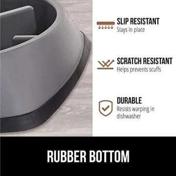 GORILLA GRIP Slow Feeder Dog and Cat Bowls, Interactive Puzzle Toy for Dogs and Cats Food Training, Keeps Pets Busy and Prevents Puppy Overeating, Large, Small Breeds, 100% BPA Free, 2 Cup Gray