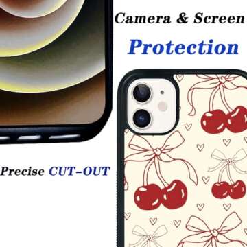 Yicejuan Red Ribbon Bow Phone Case for iPhone XR,Red Cherries Heart Print TPU Silicone Protective Case for Women Girls (for iPhone XR)