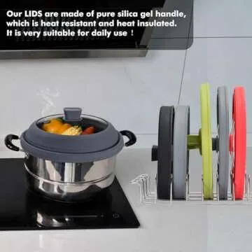 Microwave Splatter Cover Glass Cover Guard Lid with Collapsible Silicone for Food Pot Plate Cover 10.5 inch Light Grey