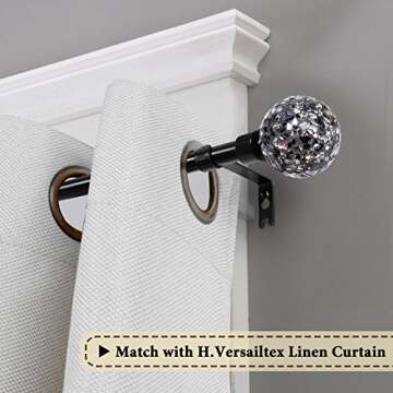 H.VERSAILTEX Window Curtain Rods for Windows 66 to 120 Inches Adjustable Decorative 3/4 Inch Diamete...
