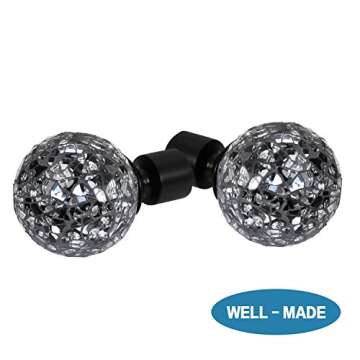 H.VERSAILTEX Window Curtain Rods for Windows 66 to 120 Inches Adjustable Decorative 3/4 Inch Diameter Standard Single Window Curtain Rod Set with Sparkling Mosaic Finials, Black