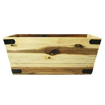 Thirteen Chefs Villa Acacia Wooden Planter Box - 16 Inch Rectangular Wood Planter for Garden, Patio,...
