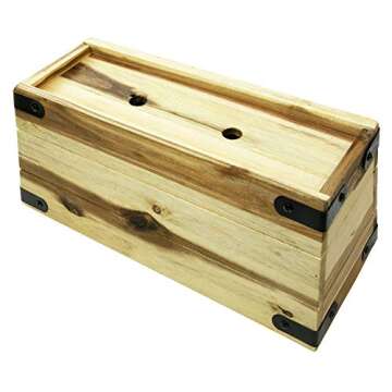 Thirteen Chefs Villa Acacia Wooden Planter Box - 16 Inch Rectangular Wood Planter for Garden, Patio, Window, Home Decor - Acacia Wood Plant Stand for Indoor or Outdoor Gardening