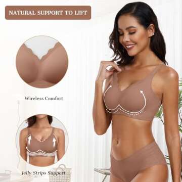 OEAK Women's Comfortable Bra - Wireless Push Up Bralettes with Scalloped Design