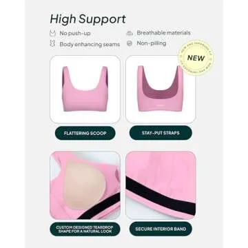 PAVOI ACTIVE Yoga Sports Bras for Women | High Support Low Scoop Neck Low Impact Gym Bra with Remova...