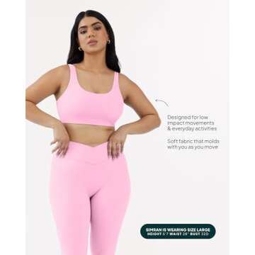 PAVOI ACTIVE Yoga Sports Bras for Women | High Support Low Scoop Neck Low Impact Gym Bra with Removable Pads | FlexFlow - X-Small, Bubblegum