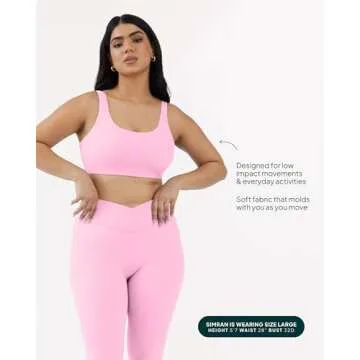 PAVOI ACTIVE Yoga Sports Bras for Women | High Support Low Scoop Neck Low Impact Gym Bra with Removable Pads | FlexFlow - X-Small, Bubblegum