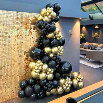 Metallic Gold & Black Balloons - 50PCS for Parties