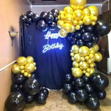 Metallic Gold & Black Balloons - 50PCS for Parties