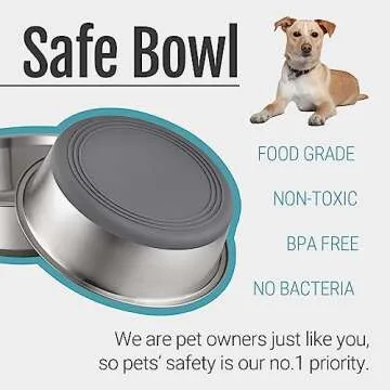 PEGGY11 Stainless Steel Metal Dog Bowls - Durable, Non-Slip, Easy to Clean - 4 Pack, Each 7.6 Cups