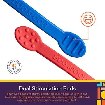 Special Supplies Duo Spoon Oral Motor Therapy Tools, 3 Pack, Textured Stimulation and Sensory Input Treatment for Babies, Toddlers or Kids, BPA Free Silicone with Flexible, Easy Handle