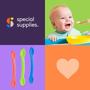 Special Supplies Duo Spoon Oral Motor Therapy Tools, 3 Pack, Textured Stimulation and Sensory Input Treatment for Babies, Toddlers or Kids, BPA Free Silicone with Flexible, Easy Handle