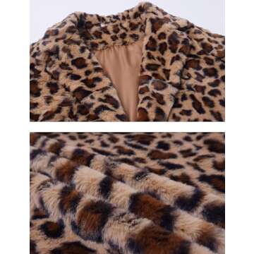 Omoone Women's Faux Fur Jackets Autumn Winter Leopard Coats Loose Fur Coat with Pockets(3361-Brown-S)