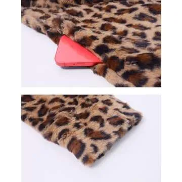 Omoone Women's Faux Fur Jackets Autumn Winter Leopard Coats Loose Fur Coat with Pockets(3361-Brown-S)