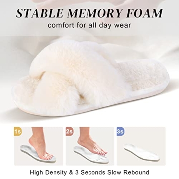 Parlovable Women's Fuzzy Slippers Soft Warm Home Shoes