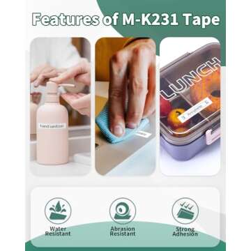 Anycolor M-K231 Label Tape Replace for Brother M Tape P Touch 12mm 0.47 White M-K231s M231 MK231 M-231 for Brother Ptouch PT-M95 PT-70BM PT-90 PT-85 PT65 45 Label Maker Refills, 4 Pack