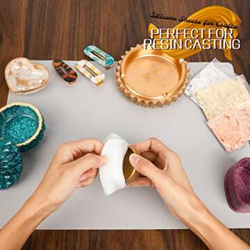 LEOBRO 3 Pack 15.7"x 11.7" Silicone Mats for Crafts, Silicone Mat, Nonstick Silicone Sheet for Resin Molds, Silicone Craft Mat for Epoxy Resin Clay Paint Tumbler Making, Black White Silicone Mat