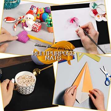 LEOBRO 3 Pack 15.7"x 11.7" Silicone Mats for Crafts, Silicone Mat, Nonstick Silicone Sheet for Resin Molds, Silicone Craft Mat for Epoxy Resin Clay Paint Tumbler Making, Black White Silicone Mat