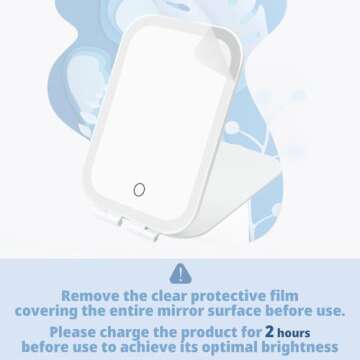 Puiuisoul Makeup Travel Mirror, Rechargeable Light up Mirror with 2000mAh Batteries, 3 Color Lightin...