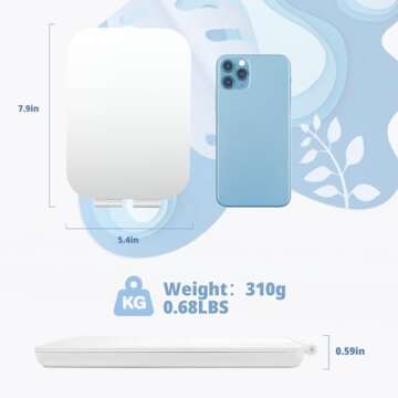 Puiuisoul Makeup Travel Mirror, Rechargeable Light up Mirror with 2000mAh Batteries, 3 Color Lighting Modes USB Portable Desktop Mirror with Dimmable Touch Screen & 50 LED Lights