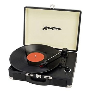 ByronStatics Portable Vintage Suitcase Record Player with Built-In Speakers