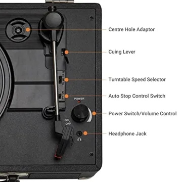 ByronStatics Portable Vintage Turntable Record Player