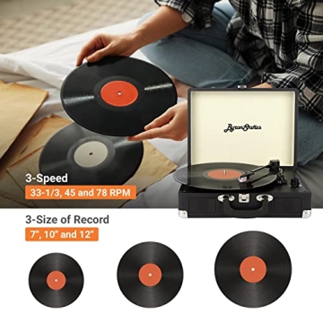 ByronStatics Portable Vintage Turntable Record Player