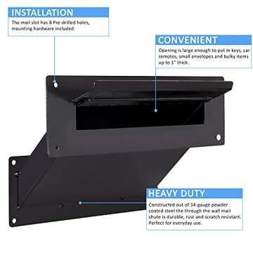 Durabox Through The Wall Mail Slot, Two Piece Deposit Chute Drop for Documents, Mail, Checks, Paymen...